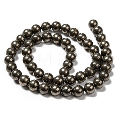 Natural Pyrite Beads Strands G-L031-8mm-01-1