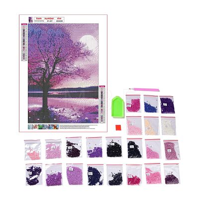 DIY 5D Tree of Life Pattern Canvas Diamond Painting Kits DIY-C021-07-1
