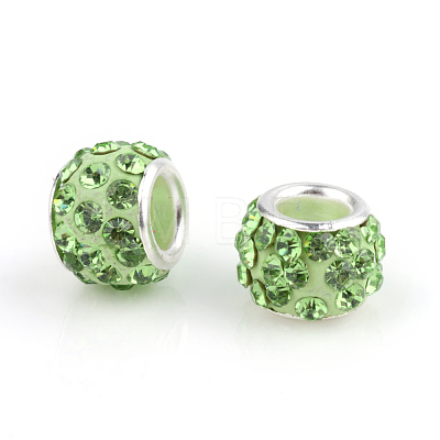 Polymer Clay Rhinestone European Beads CPDL-S007-06-1