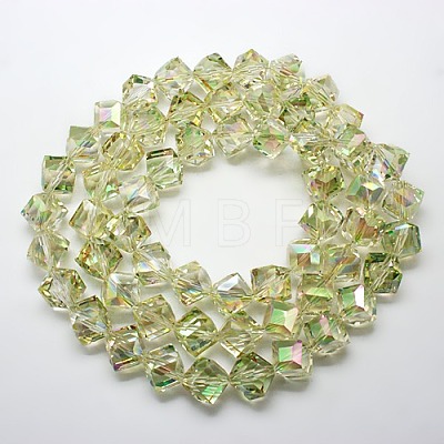 Full Rainbow Plated Crystal Glass Cube Beads X-EGLA-F023-B01-1
