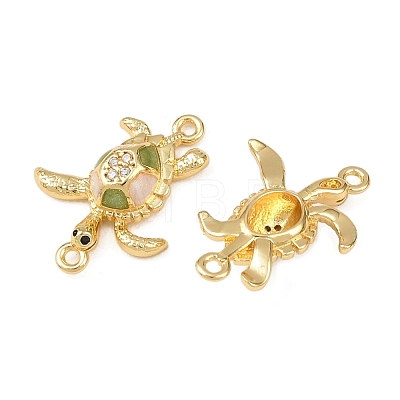Brass Micro Pave Clear Cubic Zirconia Turtle Connector Charms KK-B161-05G-1