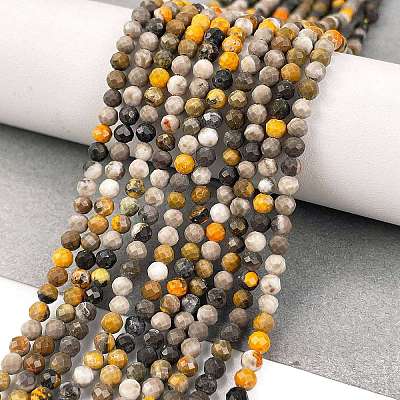 Natural Bumblebee Jasper Beads Strands G-L597-C03-01-1