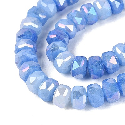 Electroplate Crackle Imitation Jade Glass Beads Strands EGLA-Q135-01A-C02-1