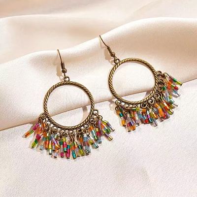 Alloy & Glass Chandelier Earrings for Women WG7E42B-01-1