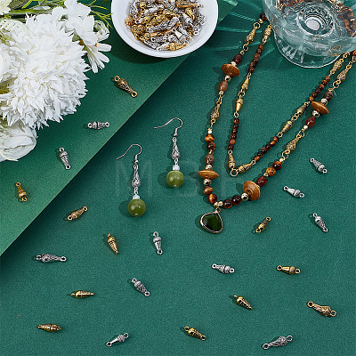 120Pcs 10 Styles Tibetan Style Zinc Alloy Gourd Shaped Connector Charms FIND-PH0038-29-1