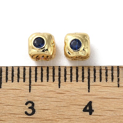 Brass Micro Pave Cubic Zirconia Beads KK-P256-09G-04-1