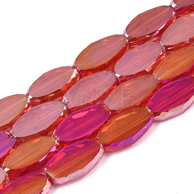 Electroplate Transparent Glass Beads Strands EGLA-Q125-010-1