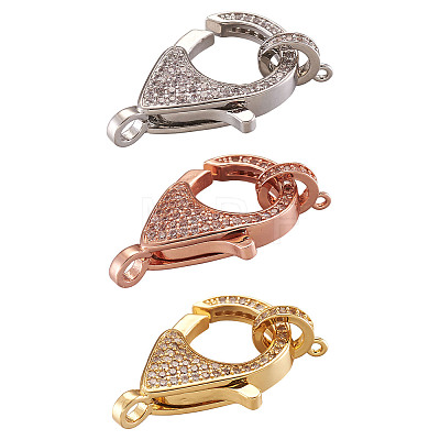 Brass Micro Pave Cubic Zirconia Lobster Claw Clasps ZIRC-TA0001-12-1