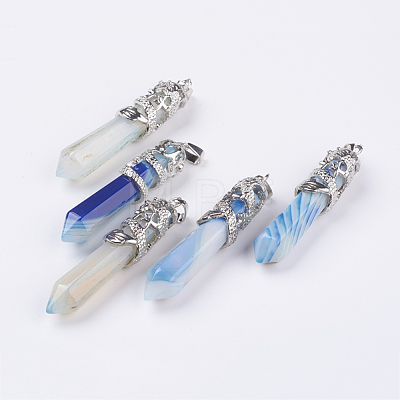 Natural Striped Agate/Banded Agate Big Pointed Pendants G-G738-A-27-1