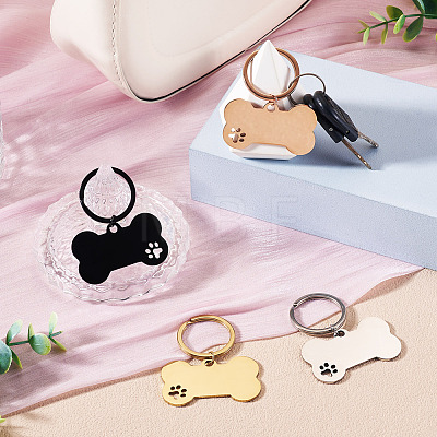 4Pcs 4 Styles Stainless Steel Keychains KEYC-TA0004-81A-1