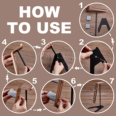 Aluminum Alloy Headset Display Riser Stands with Wood Support ODIS-WH0007-85-1
