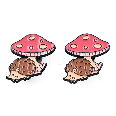 Hedgehog with Mushroom Enamel Pin JEWB-N007-253-1