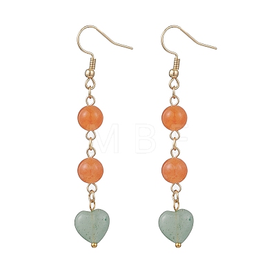 Natural Green Aventurine & Dyed Natural Malaysia Jade Dangle Earrings EJEW-JE06673-01-1