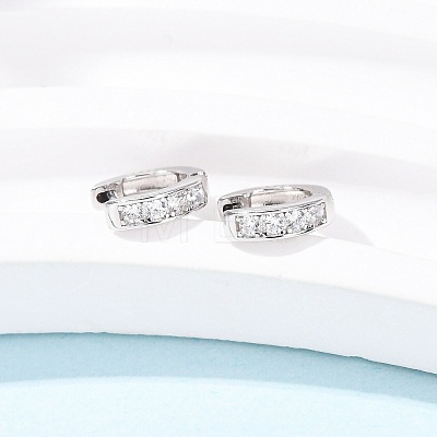 925 Sterling Silver Micro Pave Clear Cubic Zirconia Hoop Earrings EJEW-K317-08P-1