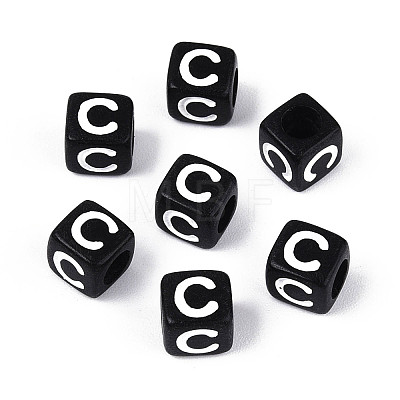 Initial Acrylic Horizontal Hole Beads OACR-ZX006-35C-1