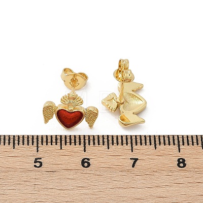 Brass Enamel Stud Earrings for Women EJEW-A126-05D-G-1