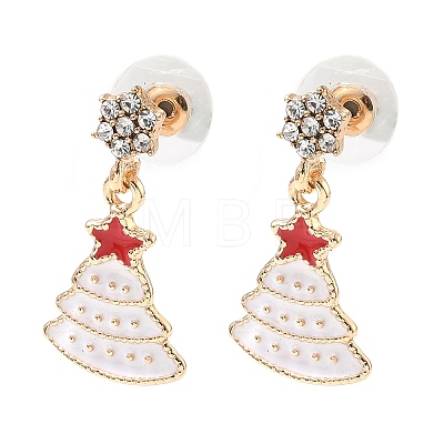 Alloy Enamel Dangle Stud Earrings EJEW-H173-04KCG-1