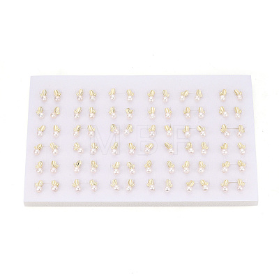 Brass & Natural Pearl Stud Earrings PEAR-N020-WX10-1