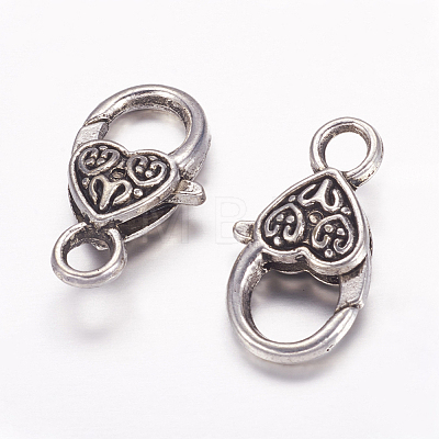 Tibetan Style Heart Lobster Claw Clasps LF014Y-1