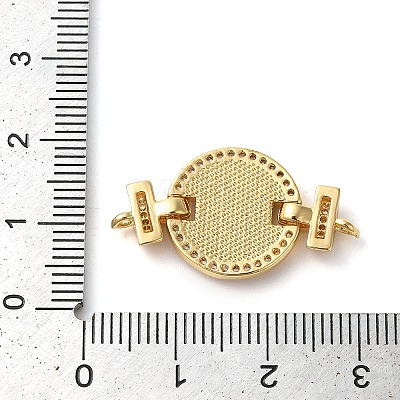 Rack Plating Brass Micro Pave Cubic Zirconia Flat Round Connector Charms KK-K385-100G-1