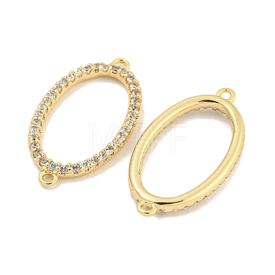 Brass Micro Pave Clear Cubic Zirconia Connector Charms KK-S386-11G-1