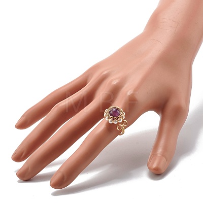 Natural Amethyst Finger Ring for Girl Women RJEW-TA00012-5-1