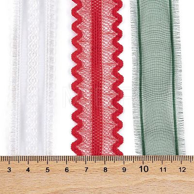 9 Yards 3 Styles Christmas Theme Polyester & Polycotton Ribbons Sets SRIB-A015-01A-02-1