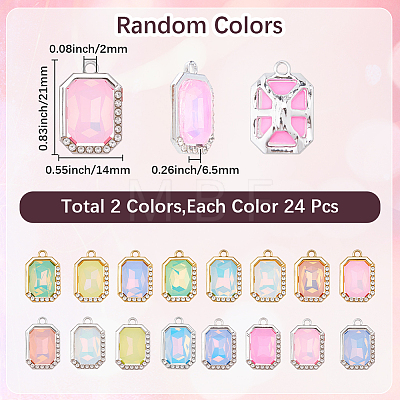 48Pcs 2 Colors UV Plating Alloy with Mixed Color Glass Rhinestone Pendants FIND-SC0023-45-1