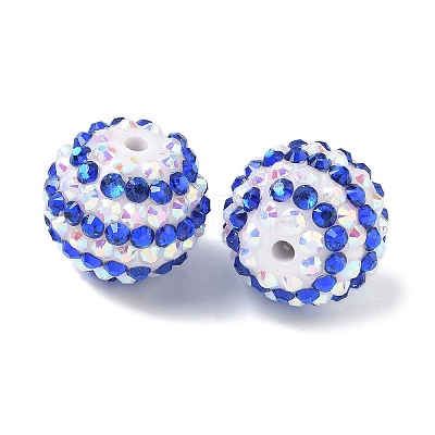 Striped Resin Rhinestone Beads OACR-A037-01B-1