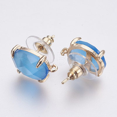 Faceted Glass Stud Earring Findings GLAA-F084-A04-1