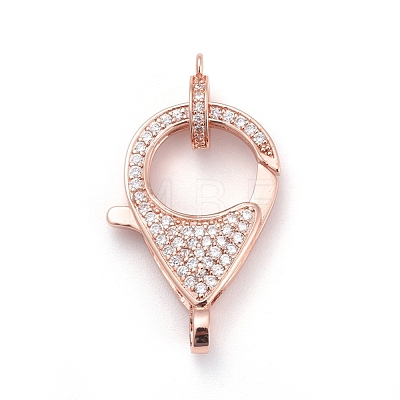 Brass Micro Pave Cubic Zirconia Lobster Claw Clasps ZIRC-F110-01B-RG-1
