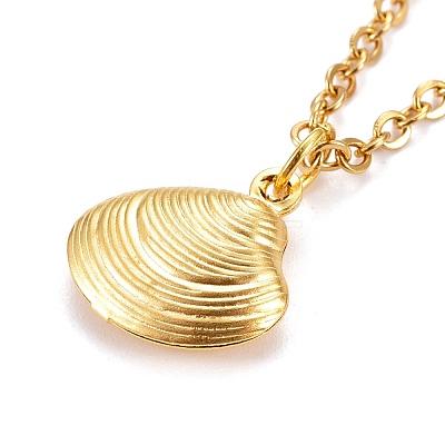 Shell Shape Pendant Necklaces NJEW-JN03078-01-1