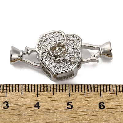 Brass Micro Pave Clear Cubic Zirconia Fold Over Clasps KK-A230-10P-1