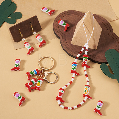 5Pcs Boot Baking Paint Glass Enamel  Beads LAMP-TADJ0001-08D-1