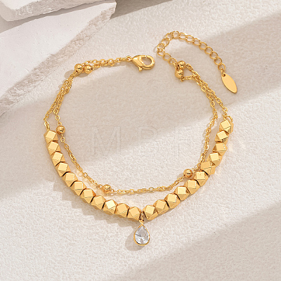 Brass Micro Pave Cubic Zirconia Milti-strand Breacelets BH3683-1-1