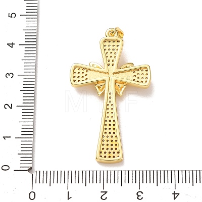 Brass Micro Pave Clear Cubic Zirconia Pendants KK-P352-02C-G-1