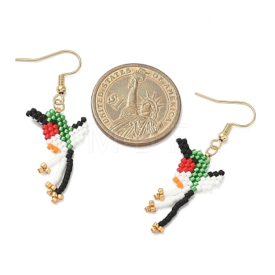 304 Stainless Steel MIYUKI Glass Seed Beads Bird Dangle Earrings EJEW-MZ00555-04-1