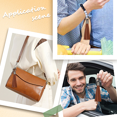 2Pcs Imitation Leather Tassel Pendant Decorations AJEW-CL0005-10B-1