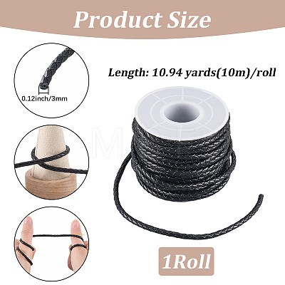 10M Round Braided Leather Cord WL-CL0001-41B-1