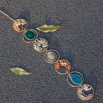 Natural Mixed Gemstone Wind Chime HJEW-P015-07-1
