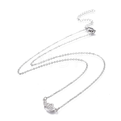Brass Micro Pave Clear Cubic Zirconia Pendant Necklaces NJEW-R256-08P-1