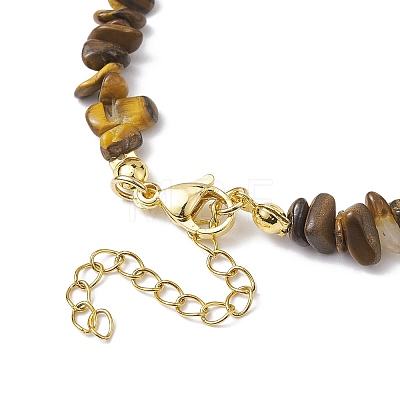 Natural Tiger Eye Chip Beaded Necklace NJEW-JN04616-08-1