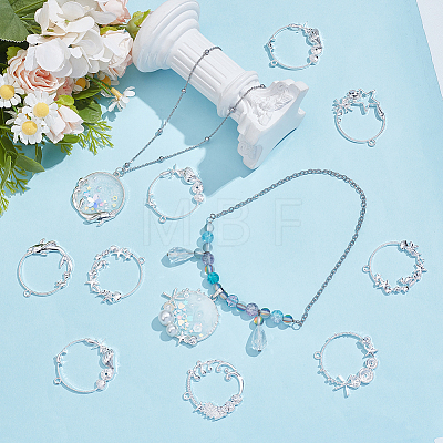 24Pcs 6 Styles Alloy Open Back Bezel Pendants FIND-SP0006-05-1