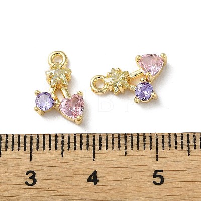 Brass Micro Pave Cubic Zirconia Charms KK-F872-21G-1