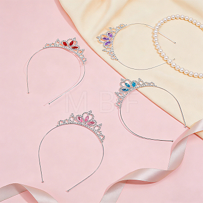 4Pcs 4 Colors Iron Rhinestone Hair Bands OHAR-HY0001-11-1