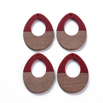 Opaque Resin & Walnut Wood Pendants RESI-T035-37-1