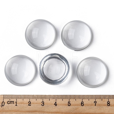 Transparent Half Round Glass Cabochons GGLA-R027-25mm-1