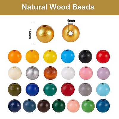 260Pcs 26 Colors Painted Natural Wood Beads WOOD-SZ0001-07-1
