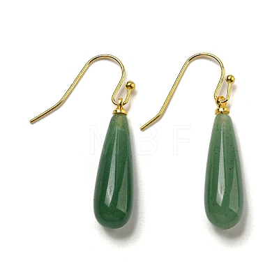 Ion Plating(IP) Natural Green Aventurine Dangle Earring EJEW-C084-01G-02-1