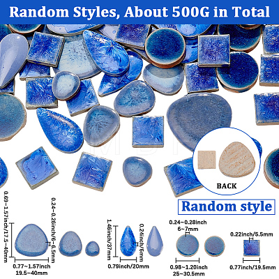 500G 4 Styles Round Porcelain Cabochons DIY-SP0007-69-1